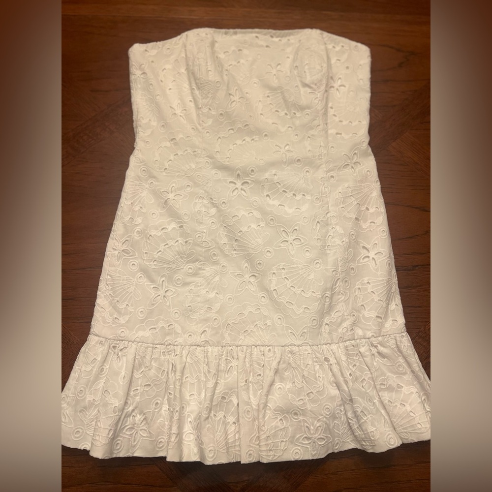 *NWT* Lilly Pulitzer White Eyelet Nautical Themed Mini Dress w/ ruffles sz 10